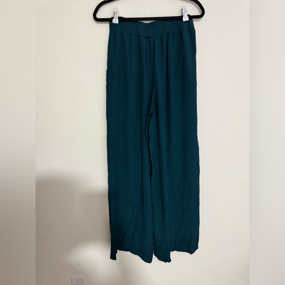 Free People Teal Wide Leg Pants - Picture 4 of 8